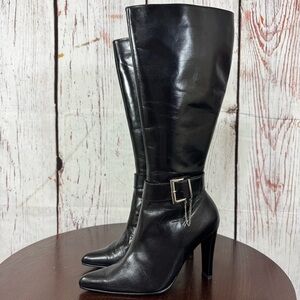 Victorias Secret COLIN STUART Elegant Black Leather Knee-High Boots 6.5 GUC